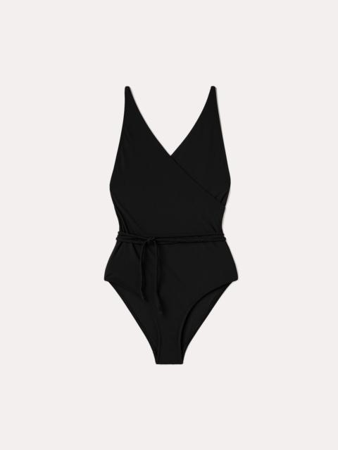 V-neck wrap swimsuit black