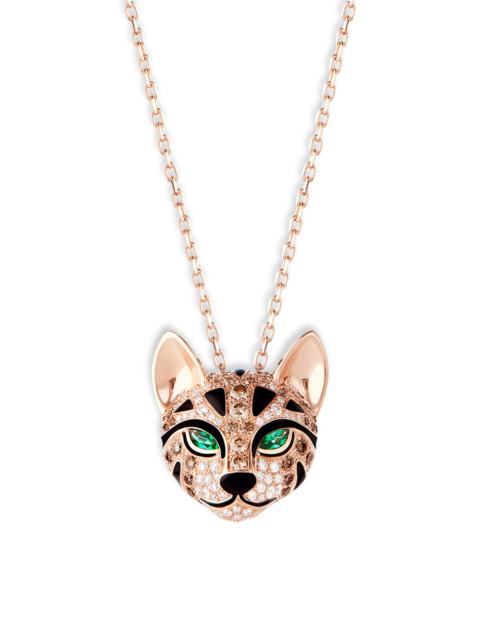 Boucheron Women's Animaux 18K Rose Gold, Two-Tone Diamond & Emerald Fuzzy The Leopard Pedant Necklace - Rose G