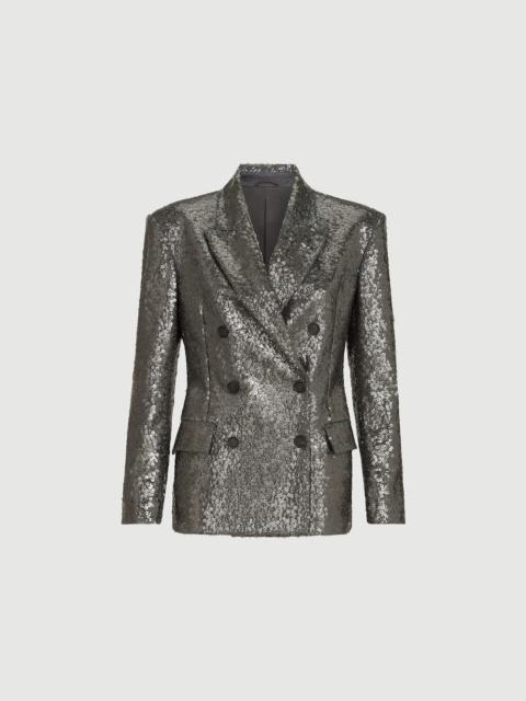 Brunello Cucinelli Dazzling texture embroidery blazer in virgin wool flannel