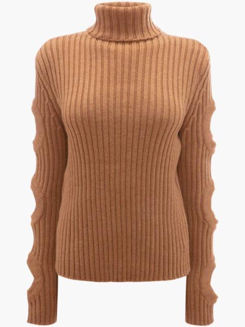 CUT OUT SLEEVE TURTLENECK JUMPER