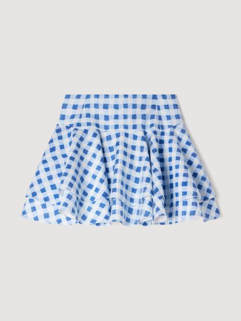 Sandro MINI GINGHAM LINEN SKIRT