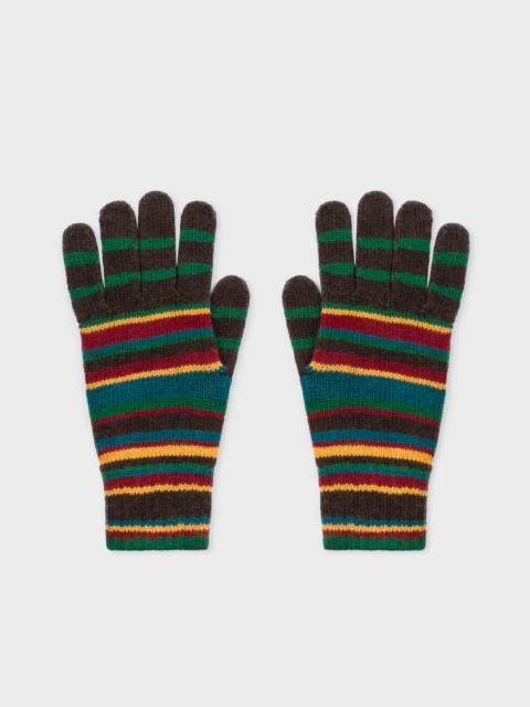Paul Smith Signature Stripe Wool-Cashmere Gloves