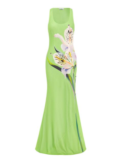 LEO LIN Helena Wool-Silk Maxi Dress green