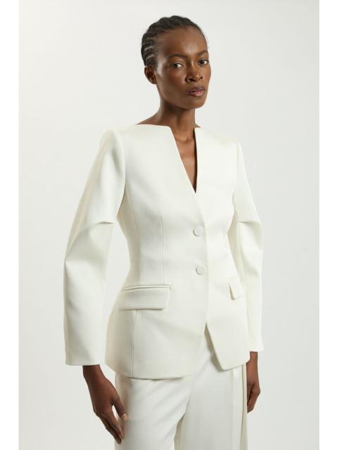 KAREN MILLEN Petite Tailored Satin Collarless Blazer