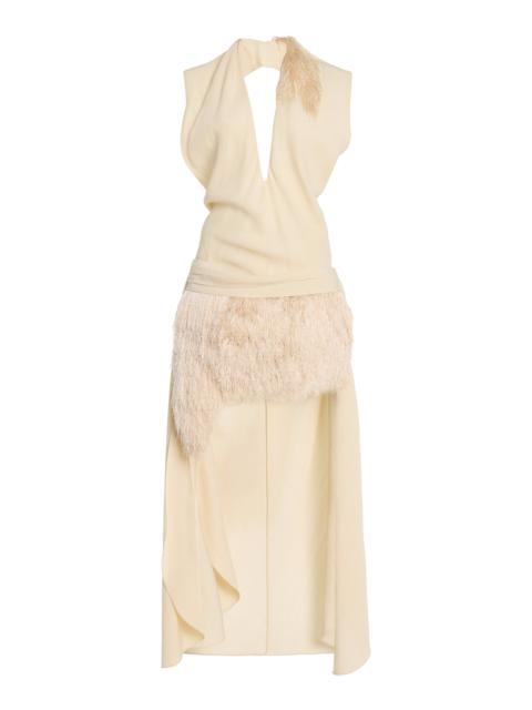 diotima Marinaia Fringe Detail Midi Dress ivory
