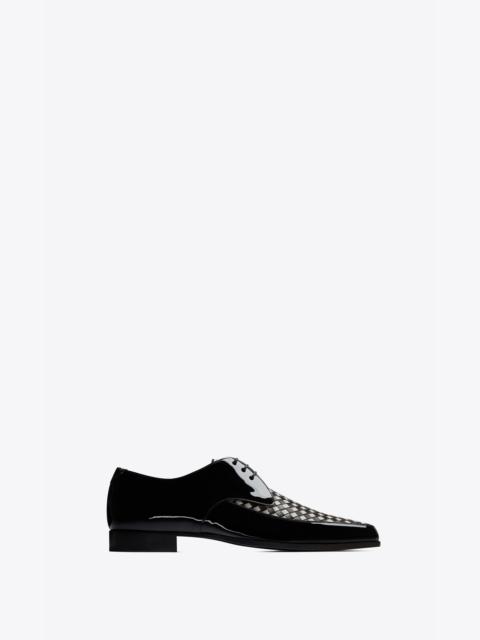 SAINT LAURENT marceau derbies in woven patent and smooth leather