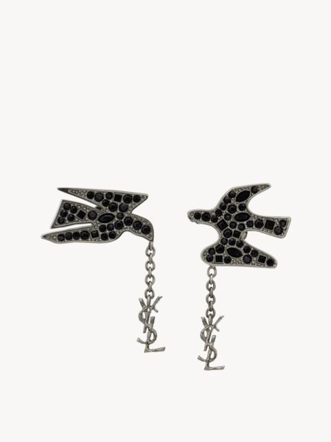 SAINT LAURENT CASSANDRE PENDANT DOVE EARRINGS IN GLASS