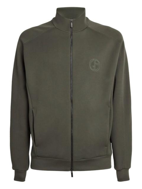 GIORGIO ARMANI logo-embroidered zip-up sweatshirt