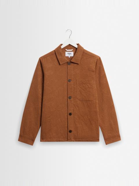 Wax London Rockley - Rust Honeycomb Jacquard Overshirt