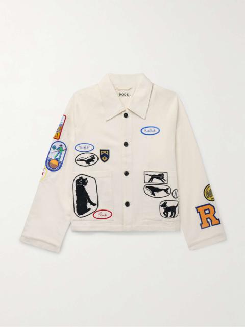 BODE Cambridge Appliquéd Cotton-Canvas Jacket