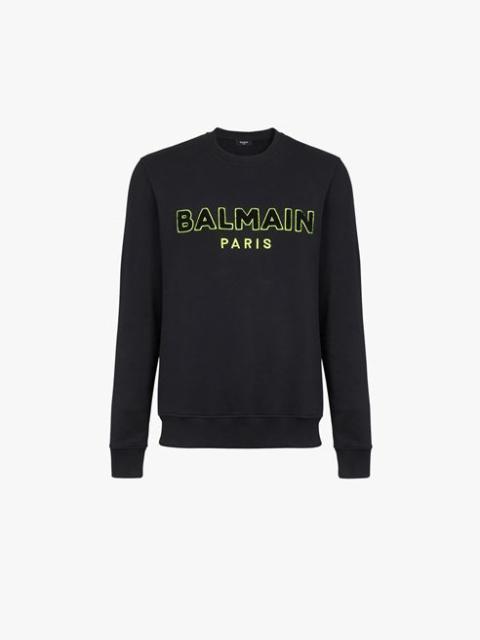 Balmain Capsule After ski - Black cotton sweatshirt with neon yellow Balmain logo print