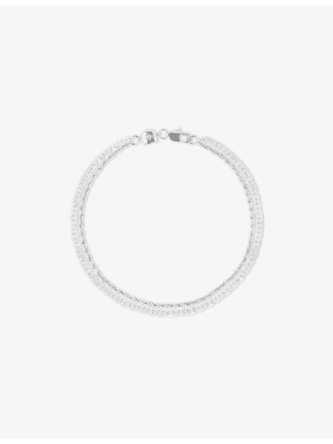 ASTRID & MIYU Illusion Double Chain Rhodium-Plated Brass Bracelet