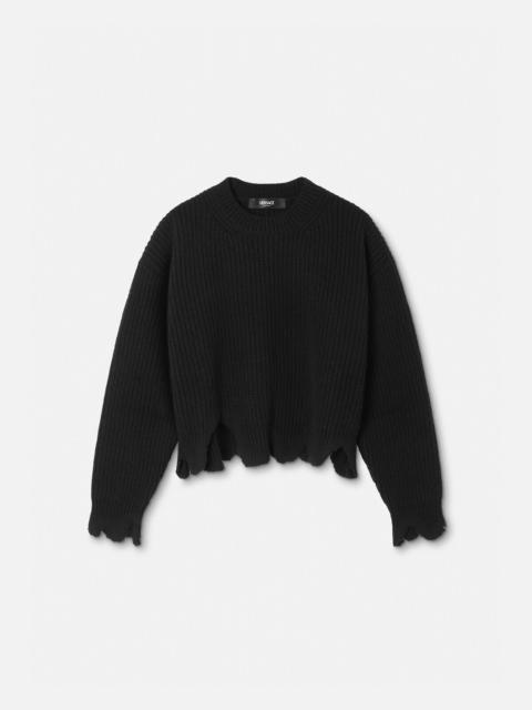 VERSACE Midnight blue stretch wool blend sweater