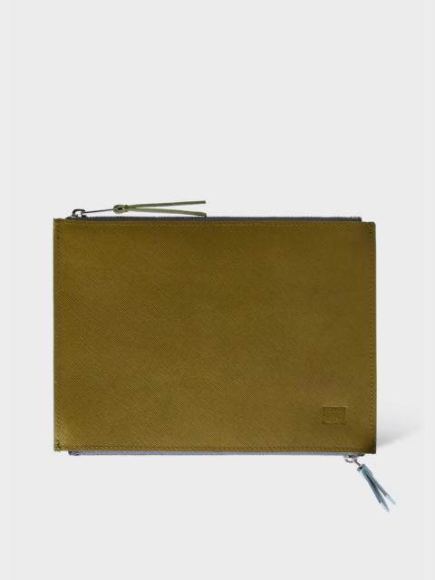Paul Smith Khaki Two-Tone Zip Travel Pouch