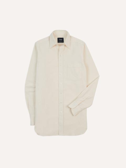 Drake's Cream Cotton Oxford Cloth Long Point Collar Shirt