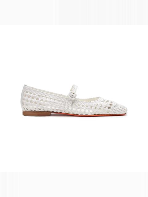 Santoni Women's white woven leather ballet flat