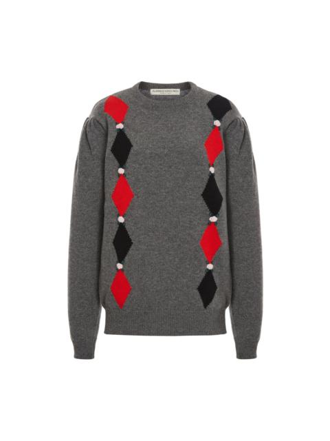 Alessandra Rich DIAMOND KNITTED JUMPER WITH EMBROIDERY