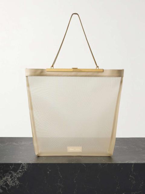 Augusta chain and leather-trimmed mesh tote