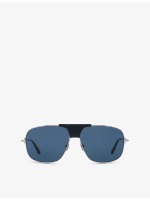 TOM FORD TR001829 TEX Aviator-Frame Metal Sunglasses