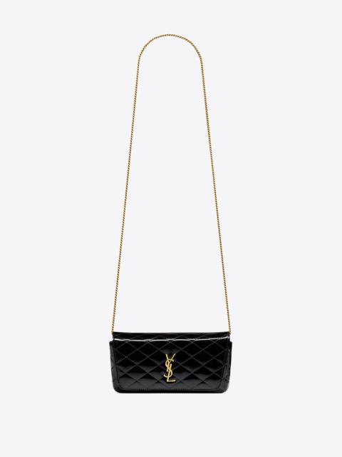 gaby chain phone holder in quilted patent leather