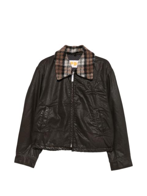 PDF check-collar logo-embossed jacket