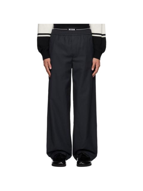 MSGM Navy Layered Trousers