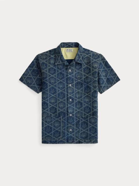 RRL by Ralph Lauren Indigo Shell-Print Linen-Cotton Shirt