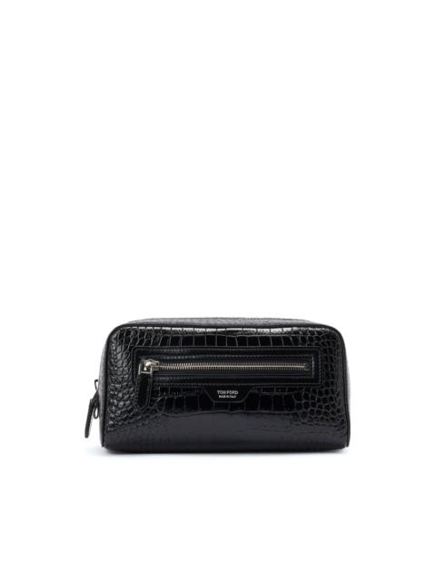 TOM FORD crocodile-print leather wash bag