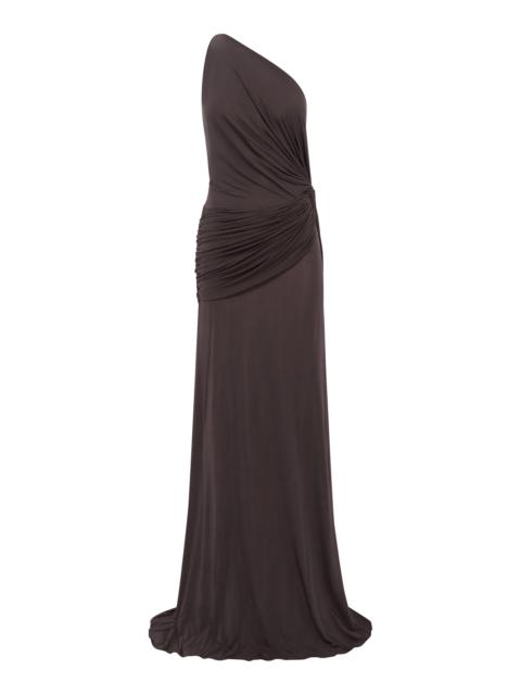 ALEX PERRY Asymmetric Sleeves Twisted Gown grey