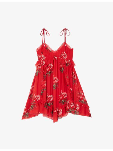 The Kooples V-Neck Floral-Print Woven Mini Dress
