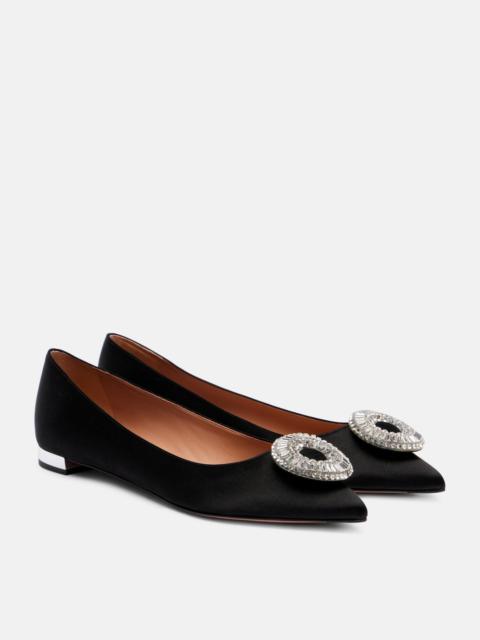 AQUAZZURA Crystal Hoop satin ballet flats