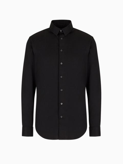 GIORGIO ARMANI Plain-knit cotton interlock shirt