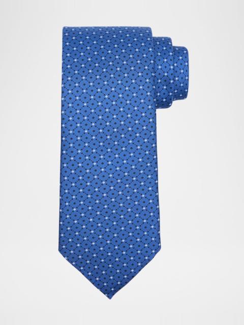 ZEGNA Men's Diamond-Print Silk Tie
