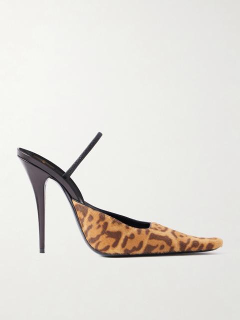 SAINT LAURENT Tuileries Leather-trimmed Leopard-print Calf Hair Mules