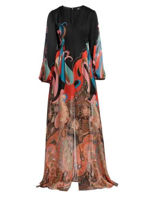 Etro Women's Lotus Paisley Print A-Line Gown - Printed Black Base