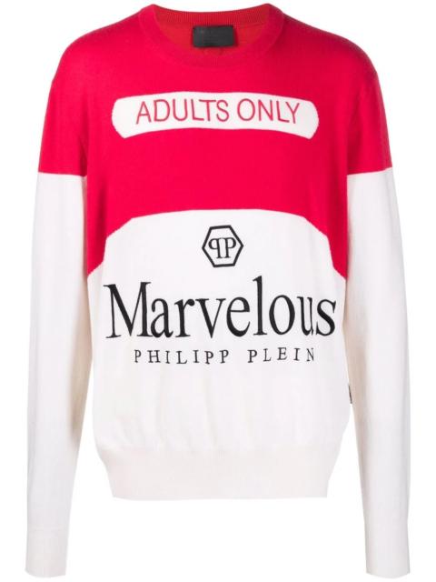 PHILIPP PLEIN logo-print cashmere jumper