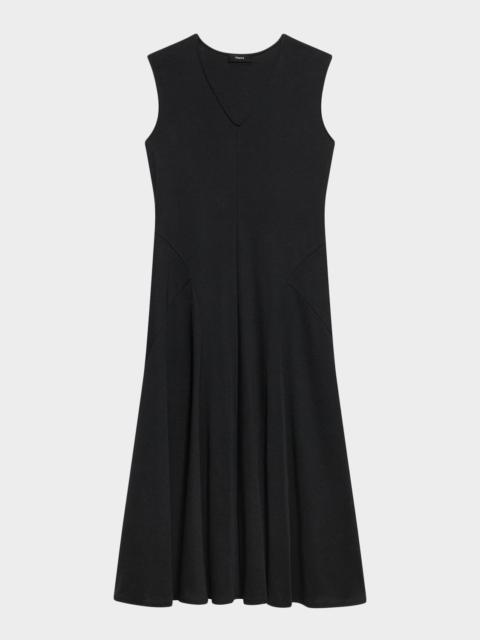 Theory Easy Sleeveless Cotton V-Neck Midi Dress