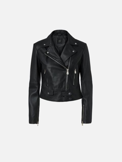PINKO SHORT ZIPPED NAPPA LEATHER BIKER JACKET