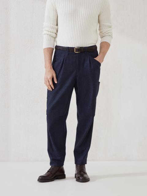 Brunello Cucinelli Virgin wool flannel ergonomic trousers with patch pockets