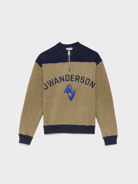 JW Anderson MENS HALF ZIP SWEATSHIRT IN BEIGE MELANGE