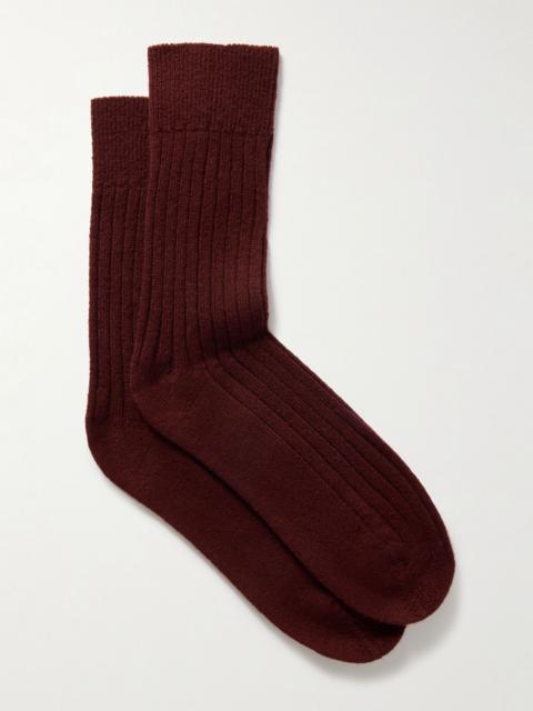The Elder Statesman Ribbed cashmere socks Burgundy