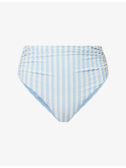 SIMKHAI Teya High Waist Ruched Bikini Bottoms