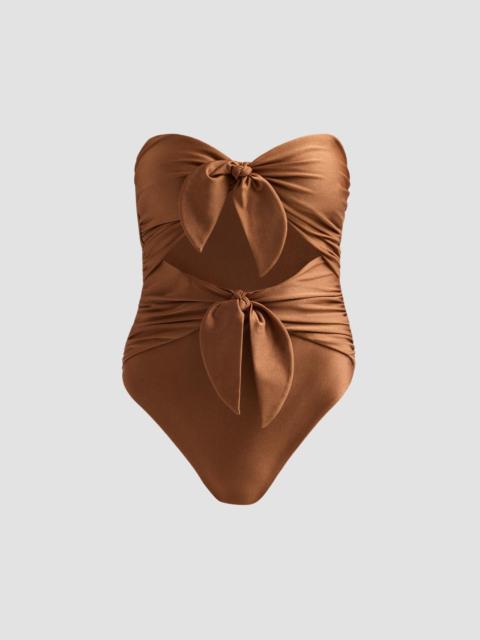 Zimmermann Women's Aster Scarf Tie One-Piece Swimsuit - Walnut