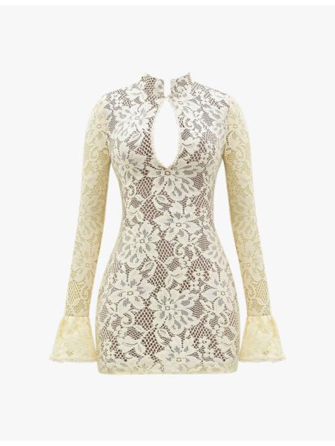 House of CB Brianna cut-out keyhole lace mini dress