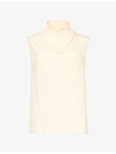 Reformation Bobbi Cowl-Neck Silk Top
