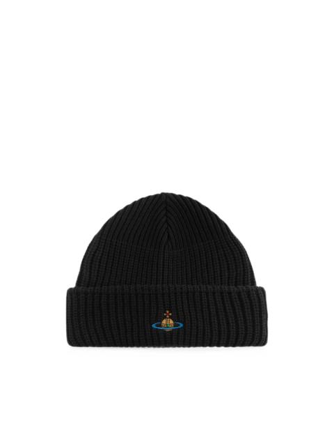 Vivienne Westwood Sporty embroidered ribbed beanie hat