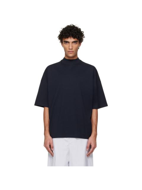 Jil Sander Navy Cotton Mock-Neck T-Shirt