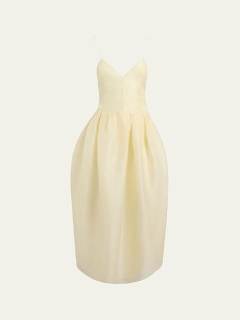 KHAITE Colette Silk Organza Sleeveless Fit-And-Flare Midi Dress