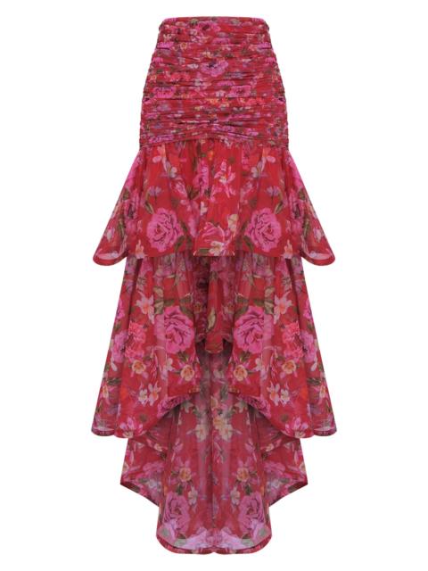 PatBO Women's Peony Floral Body-Con Midi-Skirt - Red