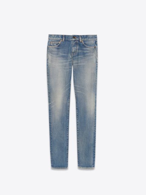 low-rise jeans in dirty sandy blue denim